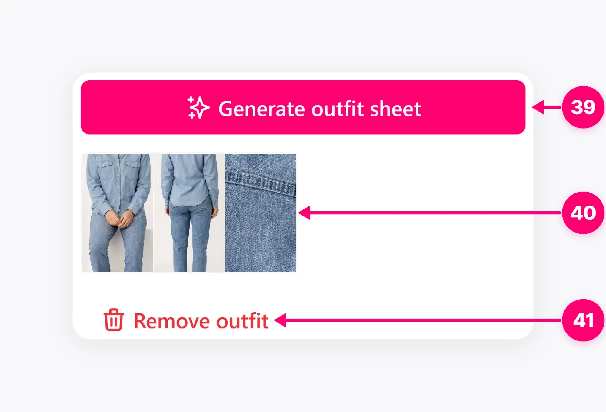 Generated outfit sheet for review.