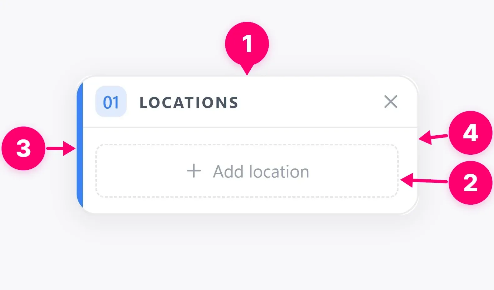 Empty Locations node on the canvas.